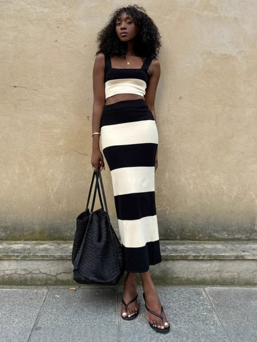 Zara Spring Summer Striped Strapless Long Dress Set